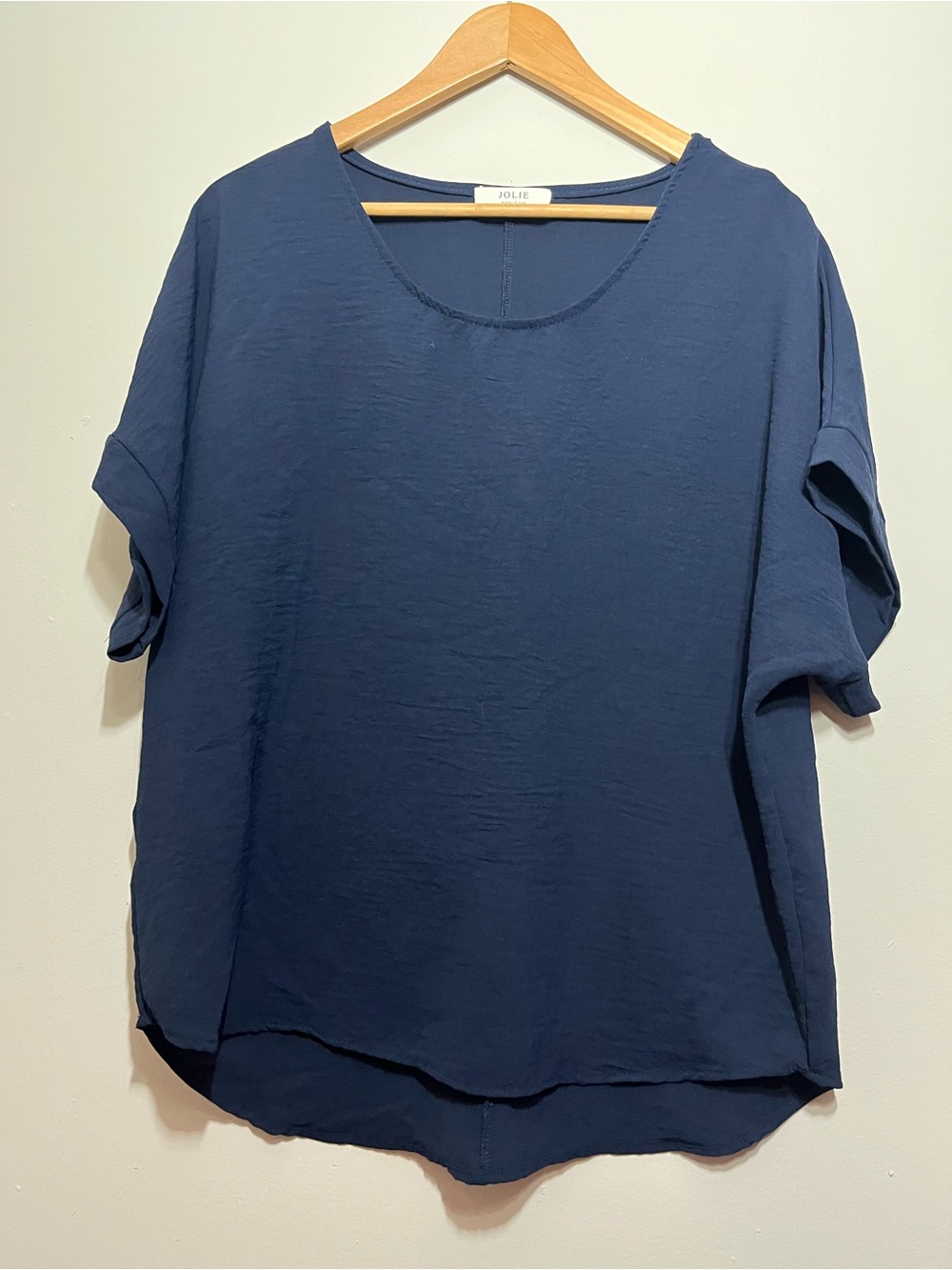 Jolie Navy Short-Sleeve Scoop Neck Tunic Top
